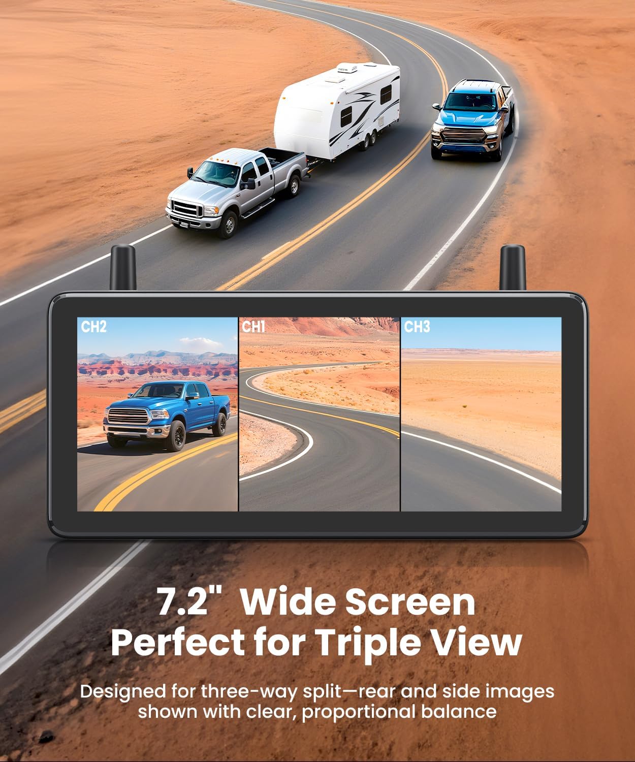 Thumbnail 3 de AUTO-VOX Wireless RV Backup Camera 7.2” Monitor
