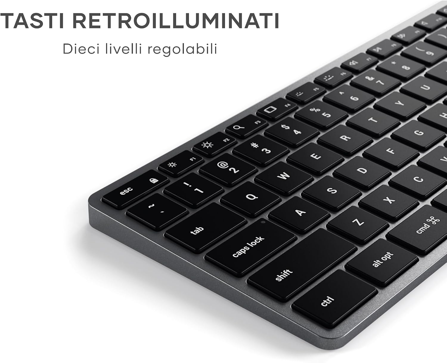 Detalle de Satechi Wireless Slim X3 QWERTY US: tastiera Bluetooth ricaricabile e retroilluminata con tastierino numerico