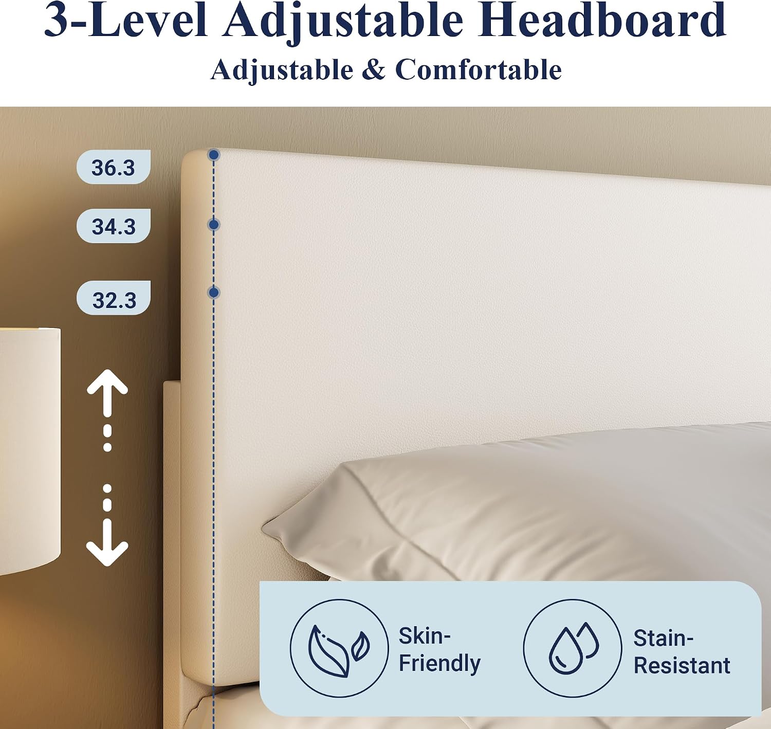 Detalle de Allewie Upholstered Bed Frame, Full Size