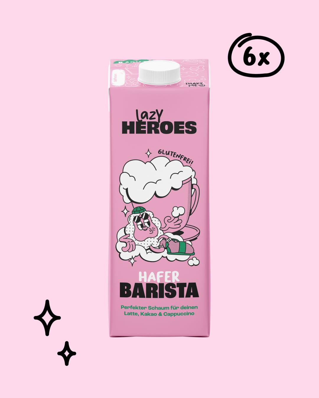 Detalle de Lazy Heroes Hafer Barista Drink – veganer Hafer-Pflanzendrink zum Aufschäumen für Cappuccino & Iced Coffee