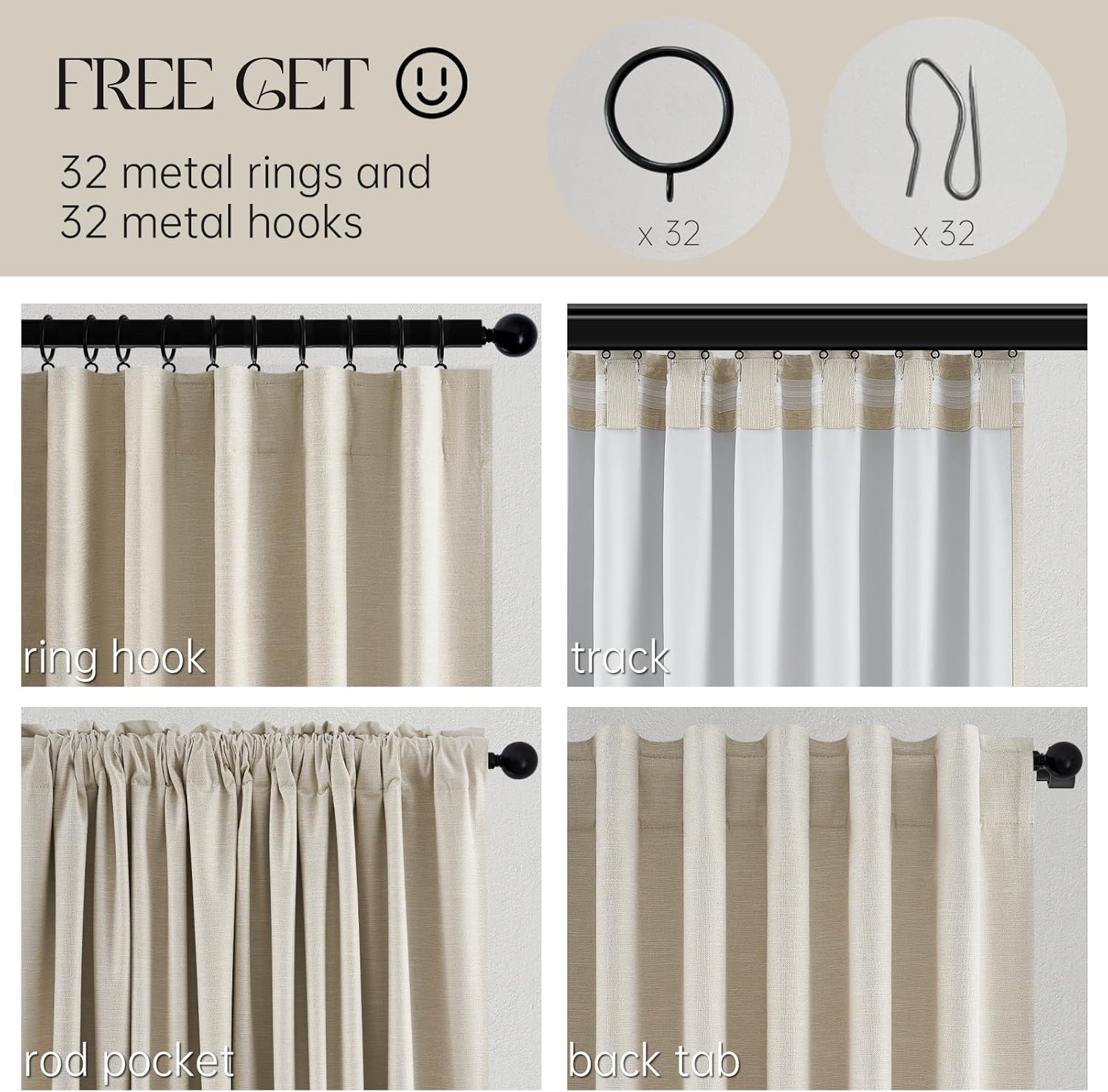 Thumbnail 4 de Topfinel Linen Blackout Curtains