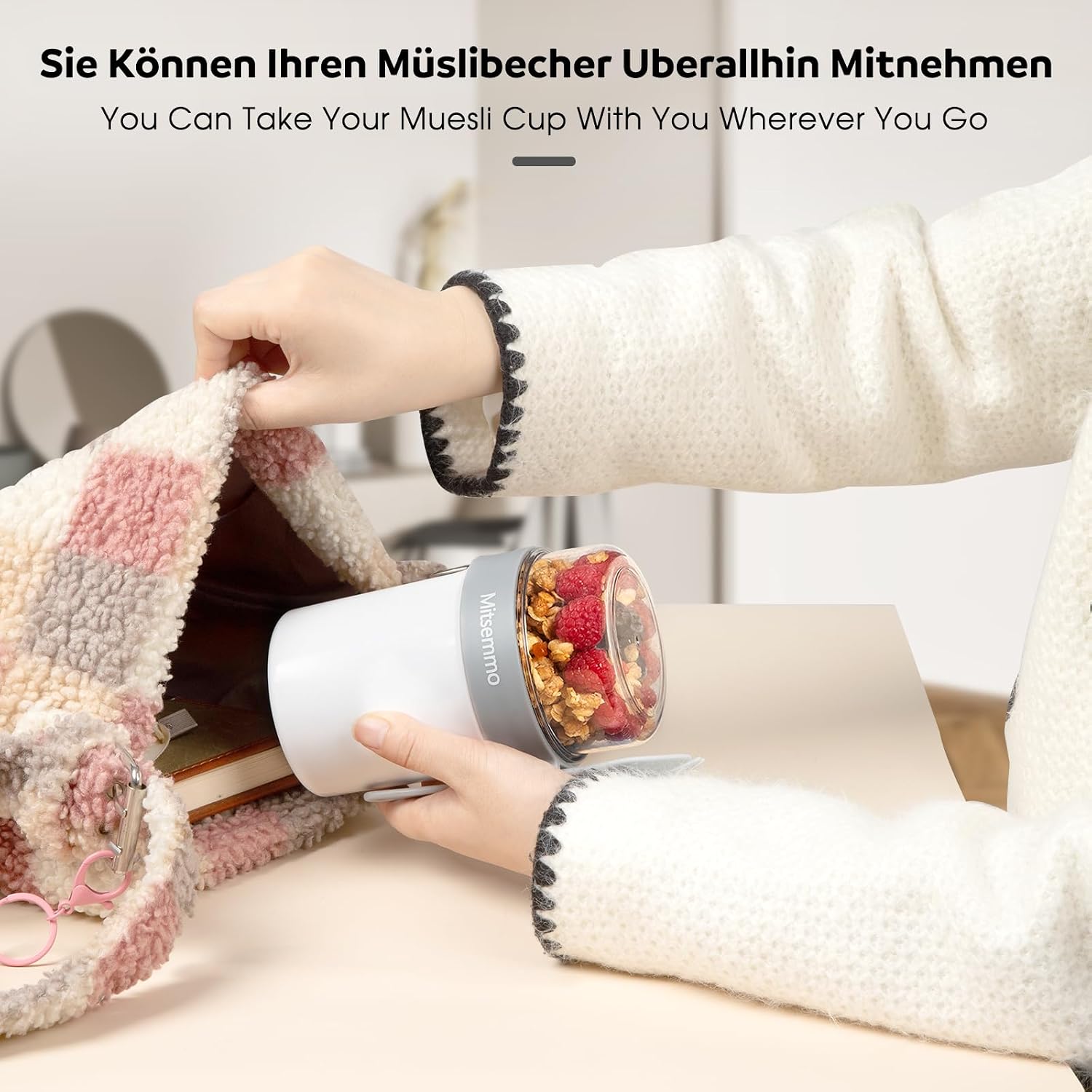 Detalle 2 de Mitsemmo Yoghurt to Go-beker 560 + 230 ml met lepel en draaideksel