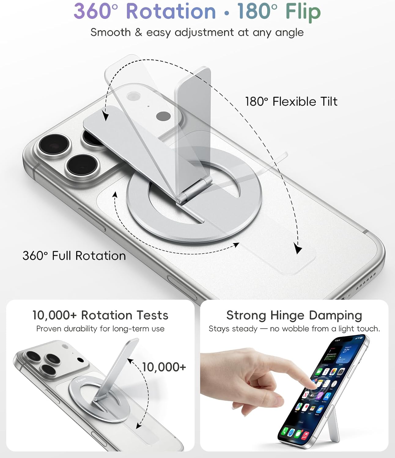 Thumbnail 3 de Magtame supporto magnetico Mag-Safe 3 in 1 ultra sottile (argento) per iPhone 17/16/15