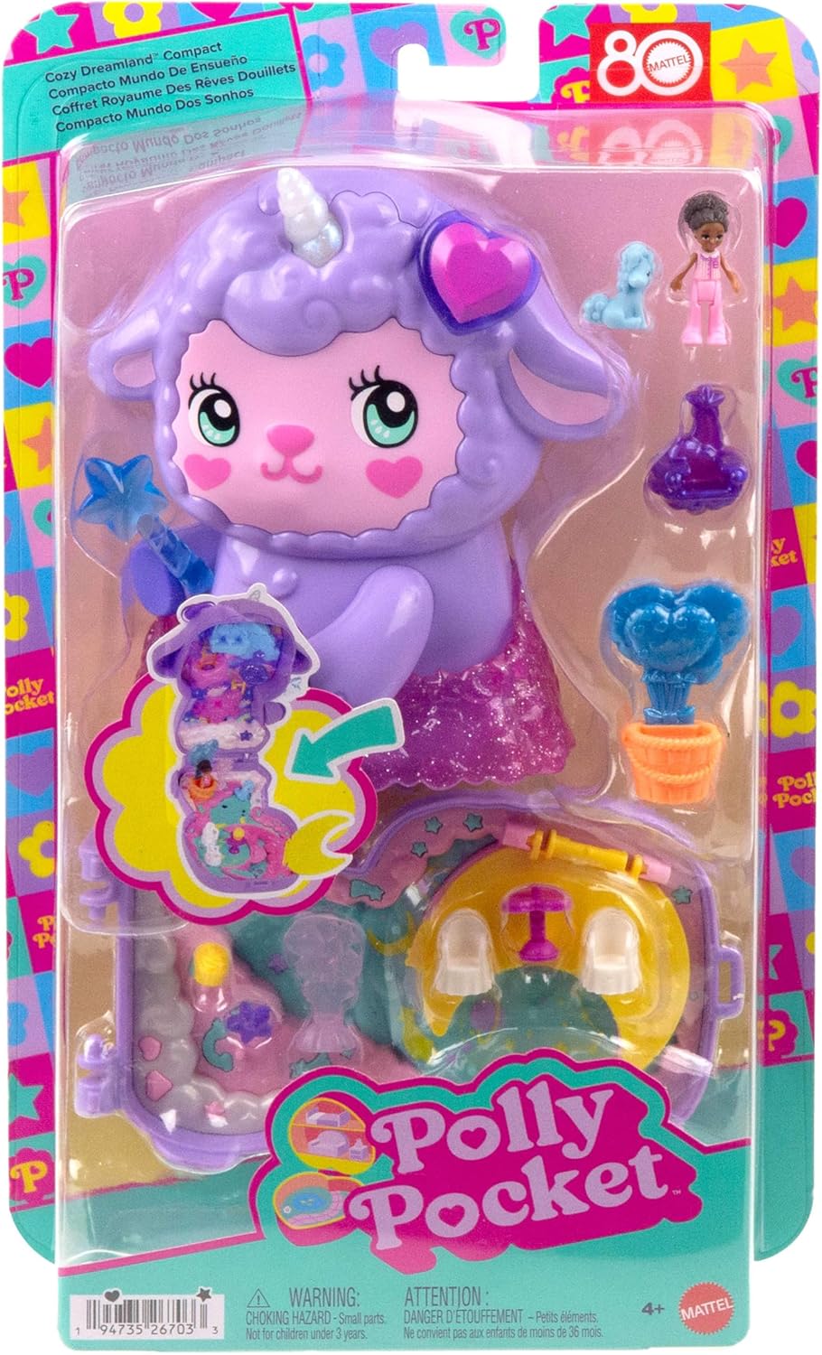 Thumbnail 6 de Polly Pocket Traumland-Schatulle in Lammform – Reisespielzeug mit Minipuppe und Einhorn