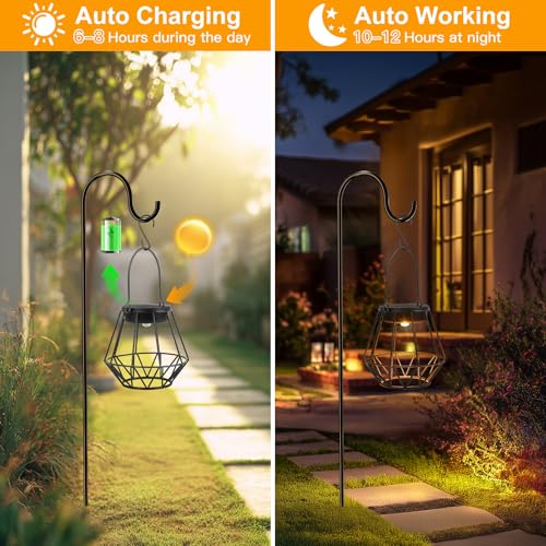 Detalle de Dehobo Solarlampen für Außen Hängend & Stehend, IP65 wasserdicht – 2 Stück