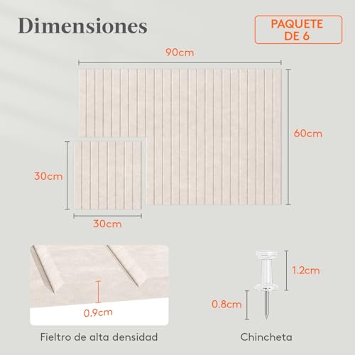 Thumbnail 2 de Lifewit: 6 tablas de fieltro autoadhesivas 30x30 cm para crear una pared de visión modular 90x60 cm