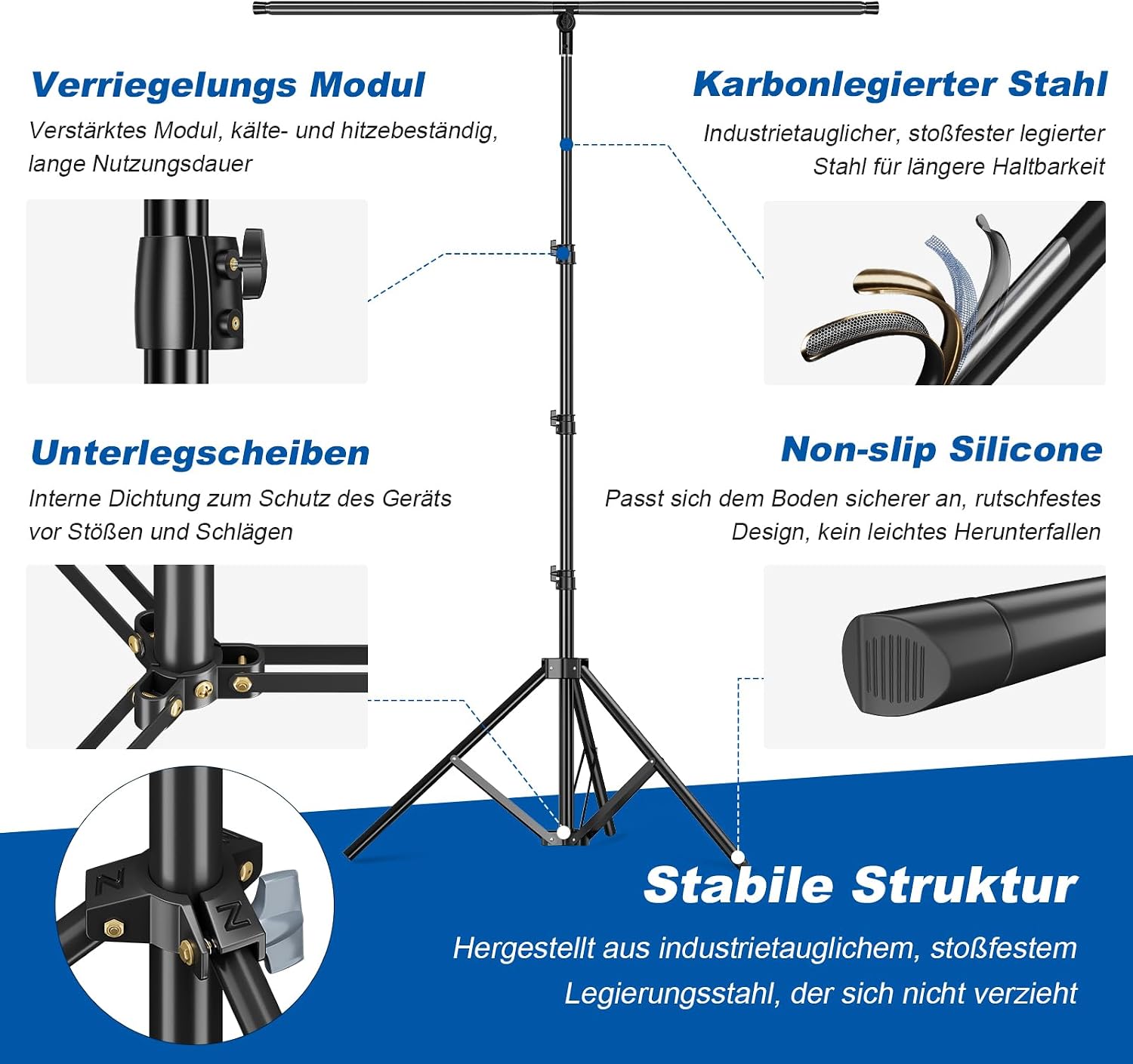 Detalle 2 de soonpho T Form Hintergrund Ständer 1,80 m