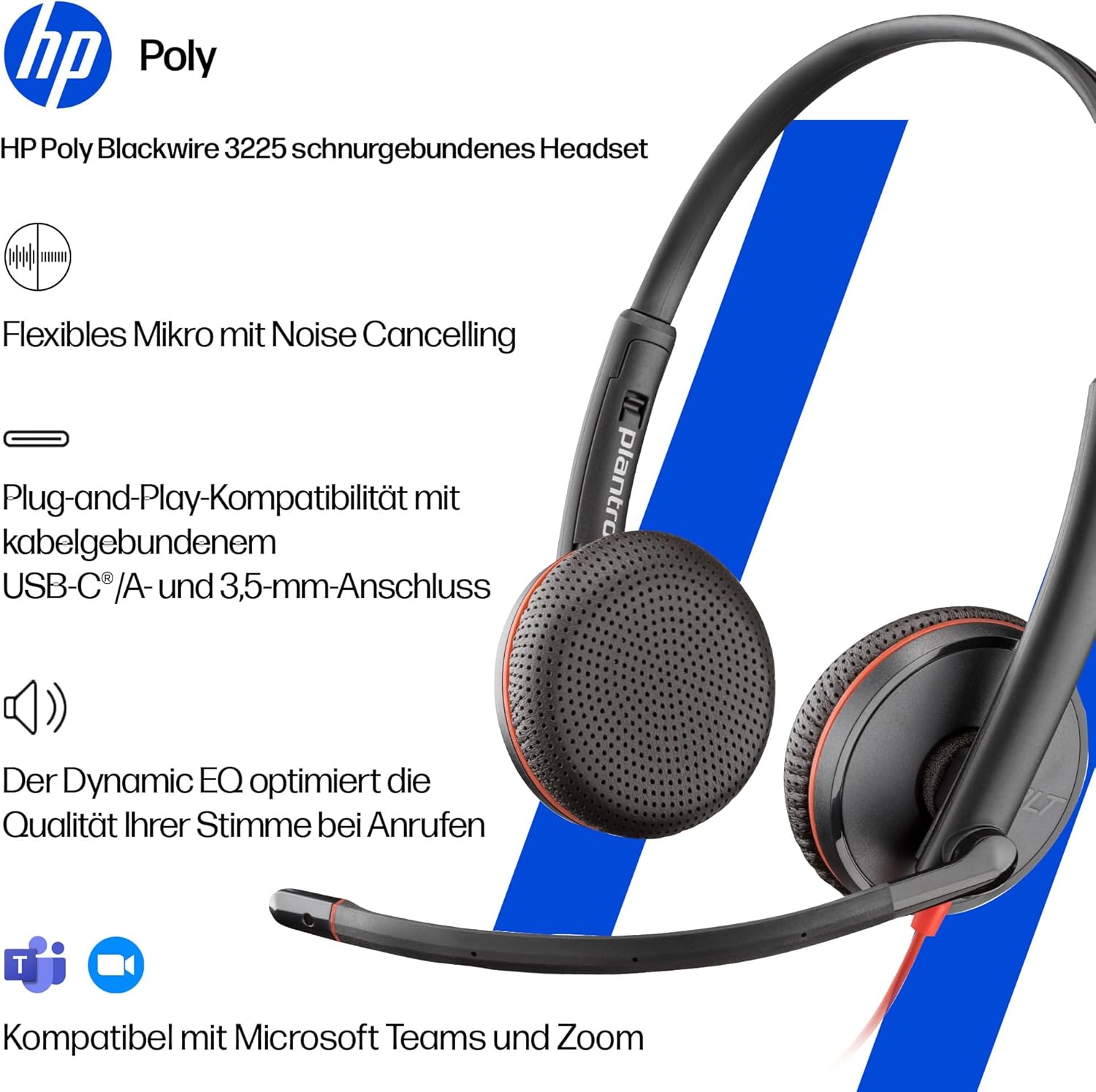 Thumbnail 1 de Poly Blackwire 3225 Headset für Büro