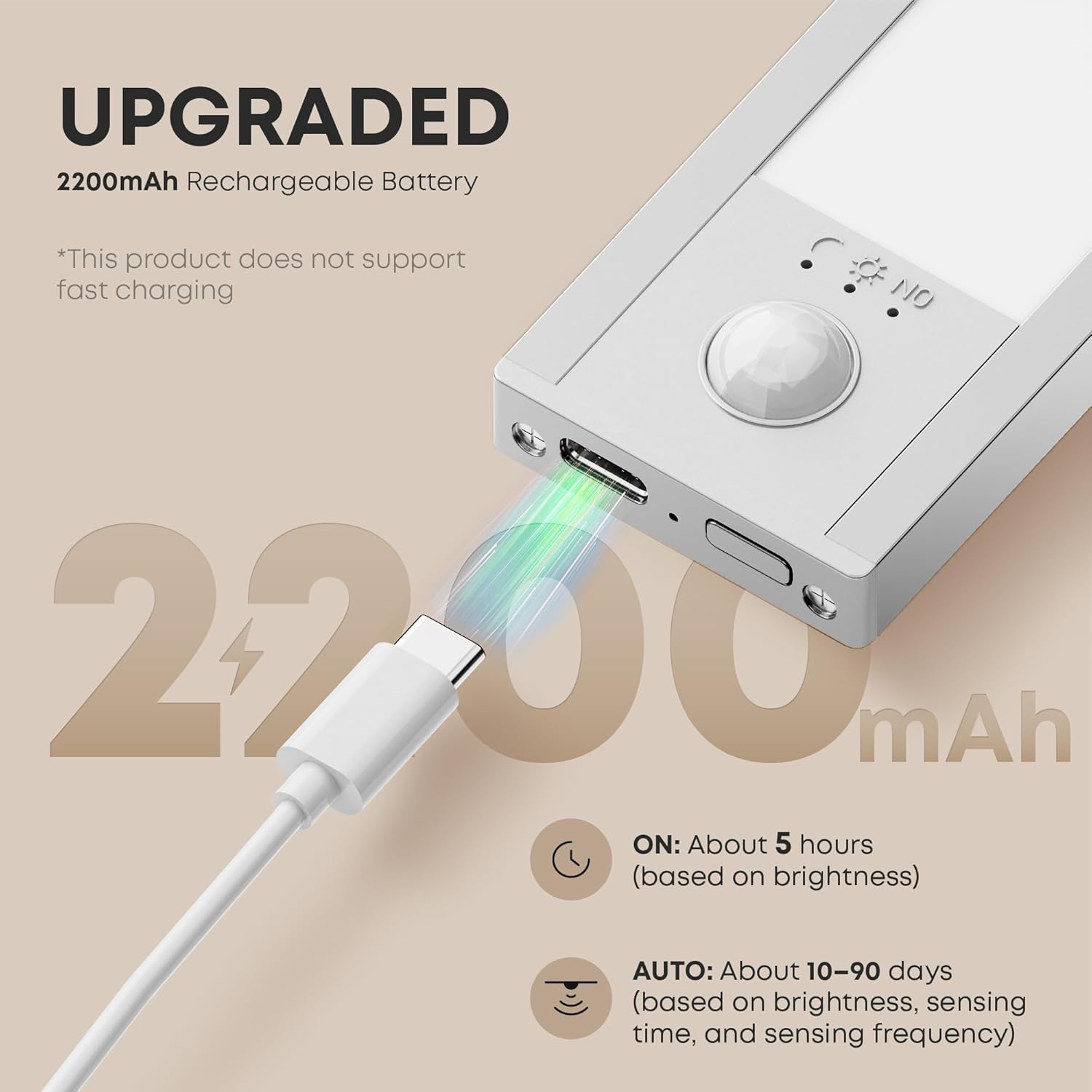 Thumbnail 5 de LROLTEF Under Cabinet Kitchen Lights with Motion Sensor, Dimmable LED 30cm (2 Pack) – USB-C Rechargeable 6500K