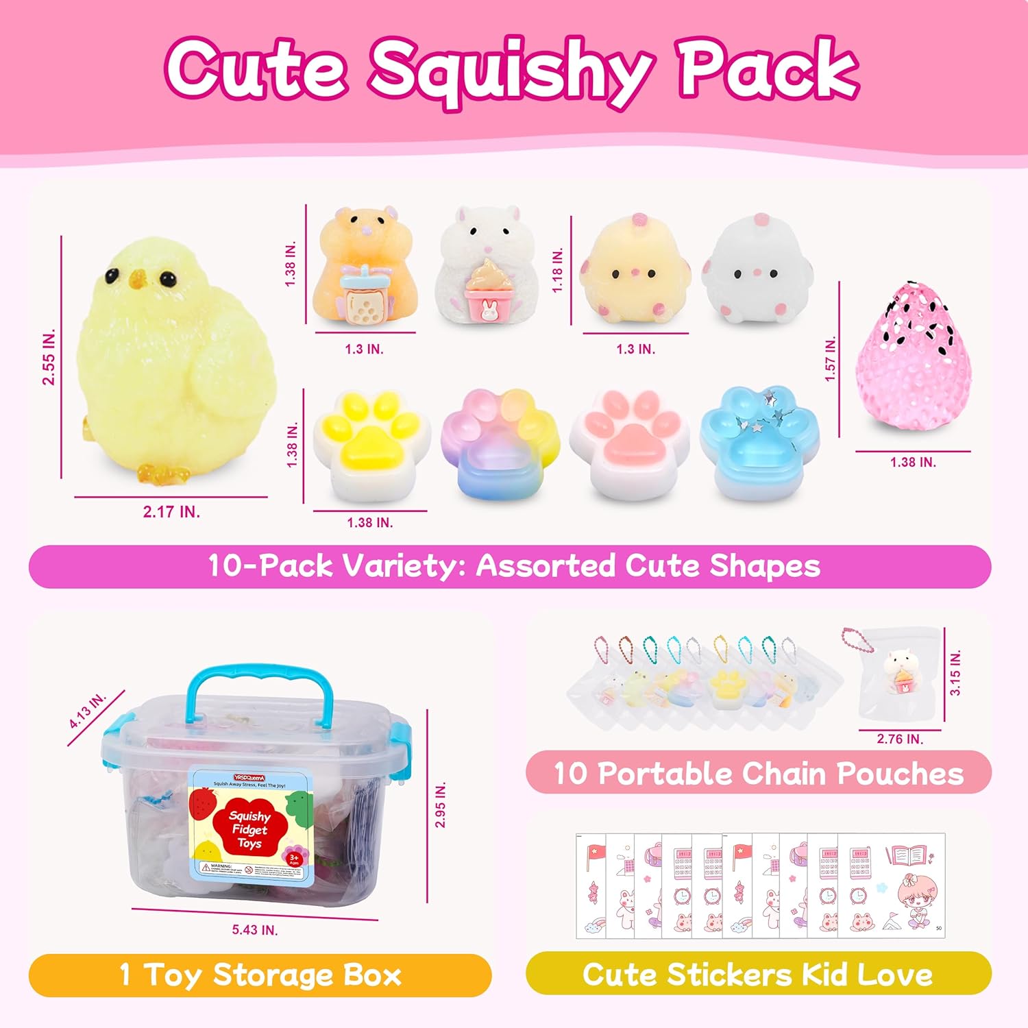 Thumbnail 1 de 10 Pack Taba Squishy Toys Kit with Toy Box