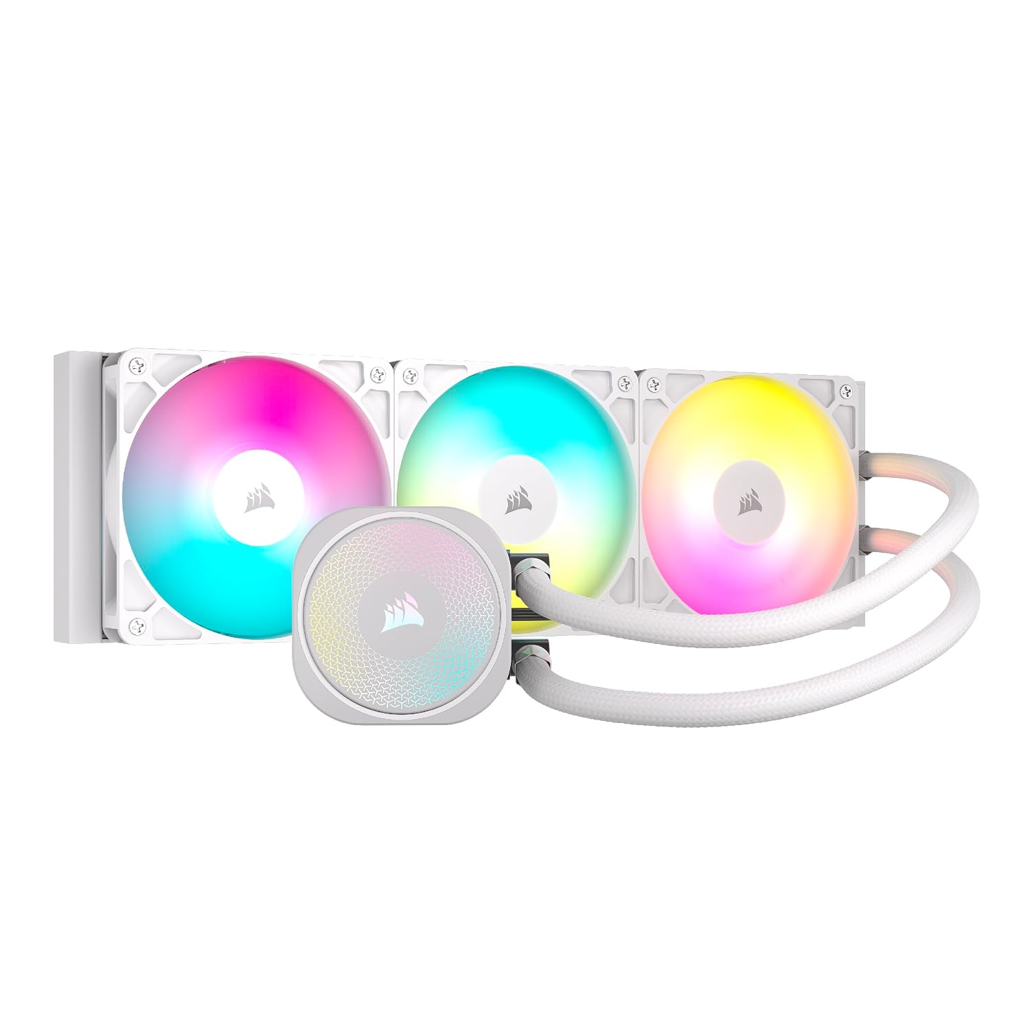 Detalle de CORSAIR Nautilus 360 RS ARGB 360mm Liquid CPU Cooler, White, Daisy-Chain Fans