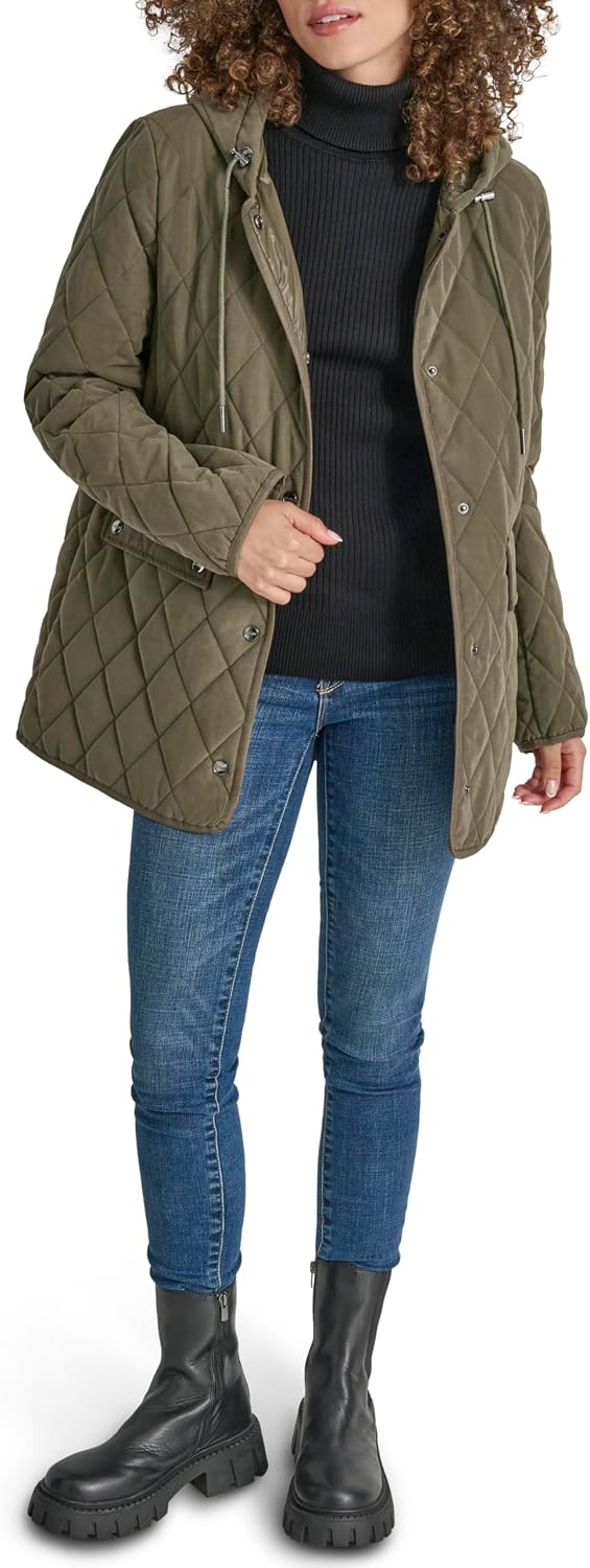 Detalle de DKNY Hooded Microfiber Barn Coat
