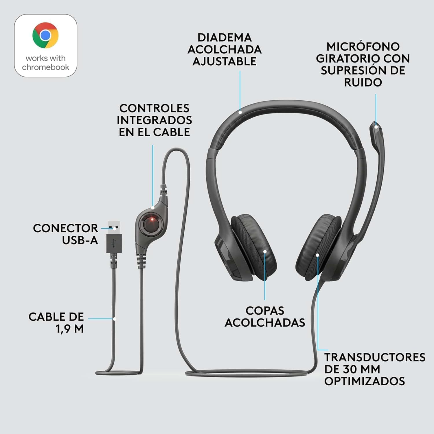 Thumbnail 6 de Logitech H390: Auriculares con cable USB para PC/Portátil