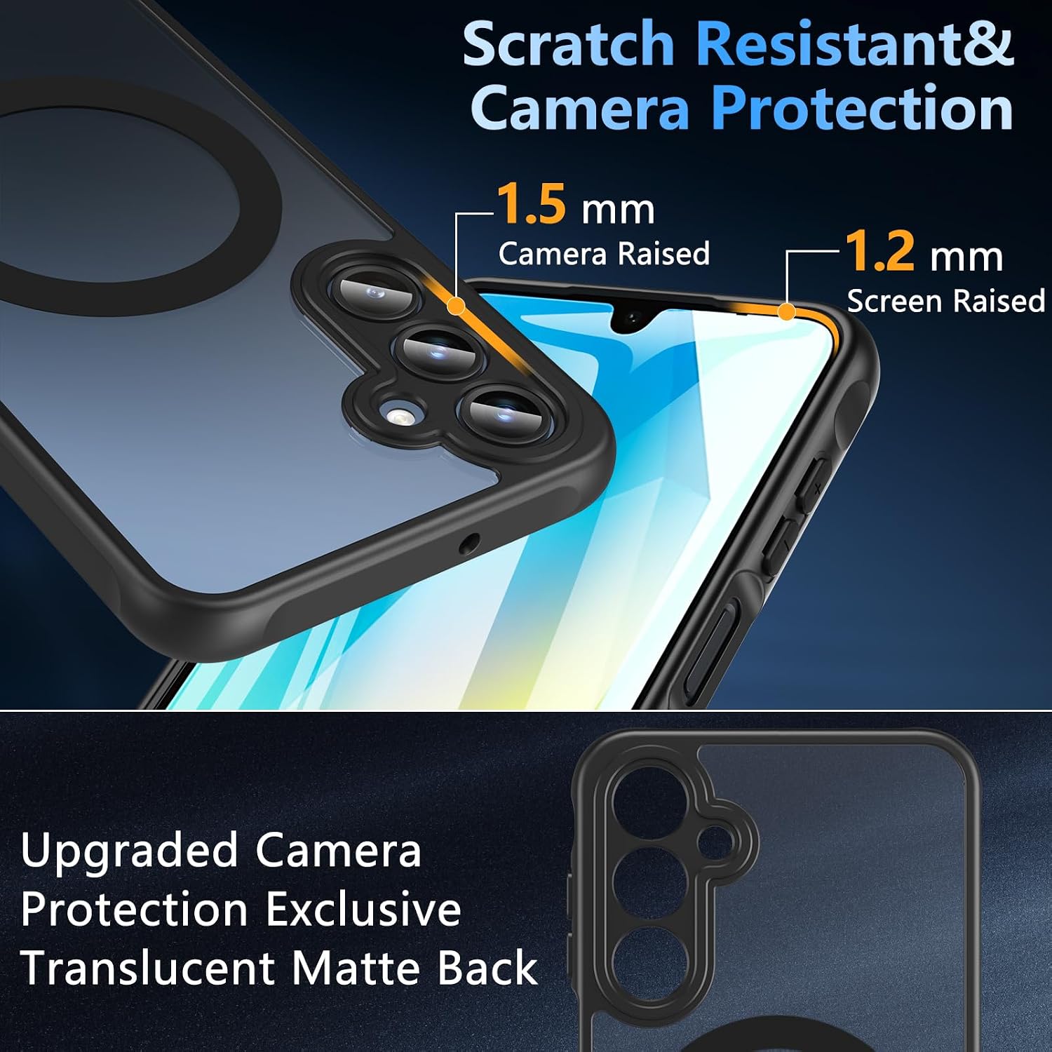 Detalle de Hensinple Magnetic Samsung A16 Case with 9H Screen Protector and Military-Grade Shock Protection
