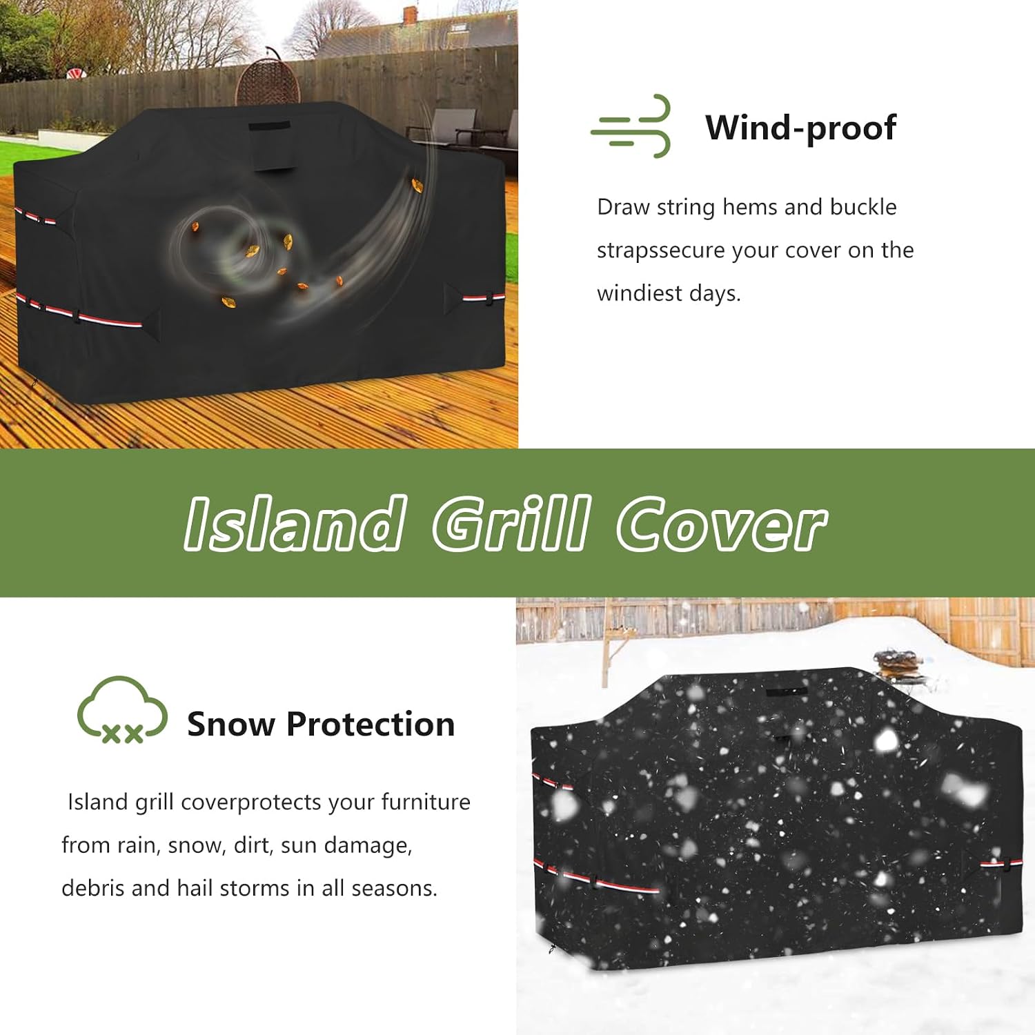 Thumbnail 6 de Osileyo DTZ-D009-HEISE-86 Island Grill Cover, 600D Oxford, Black