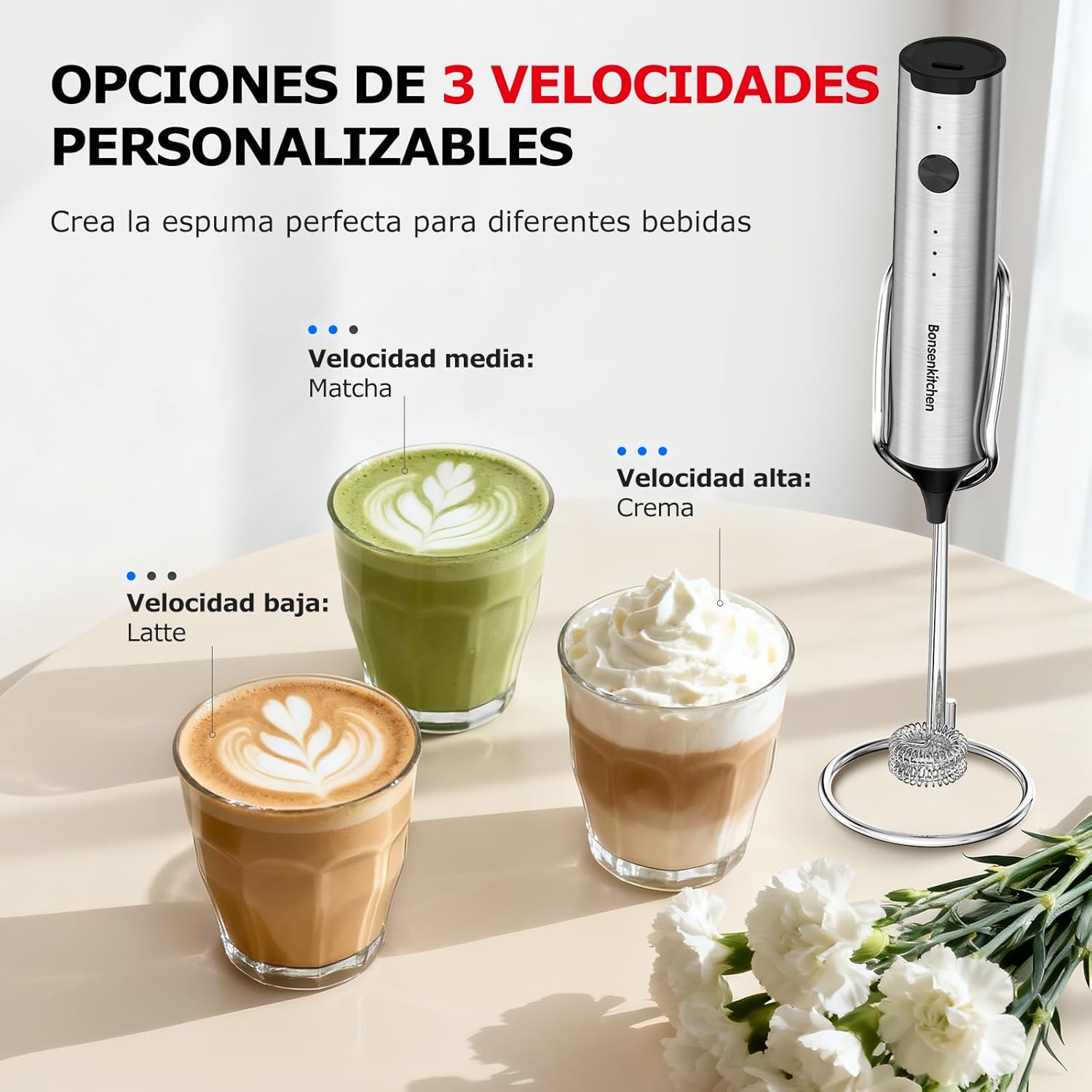 Thumbnail 1 de Bonsenkitchen Espumador de Leche 1500 mAh