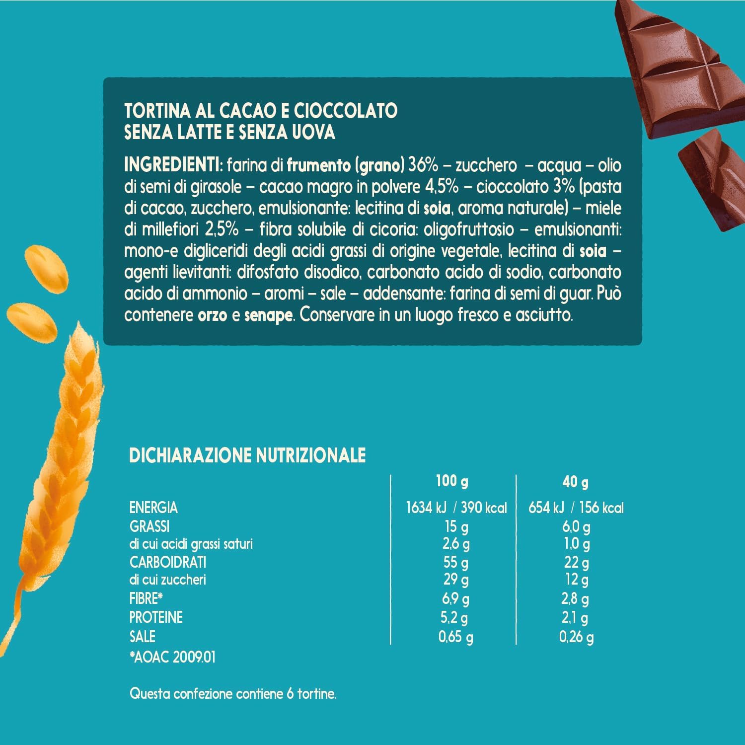 Detalle 2 de Misura Tortine al Cioccolato Privolat – Senza Latte e Uova, confezione da 240 g