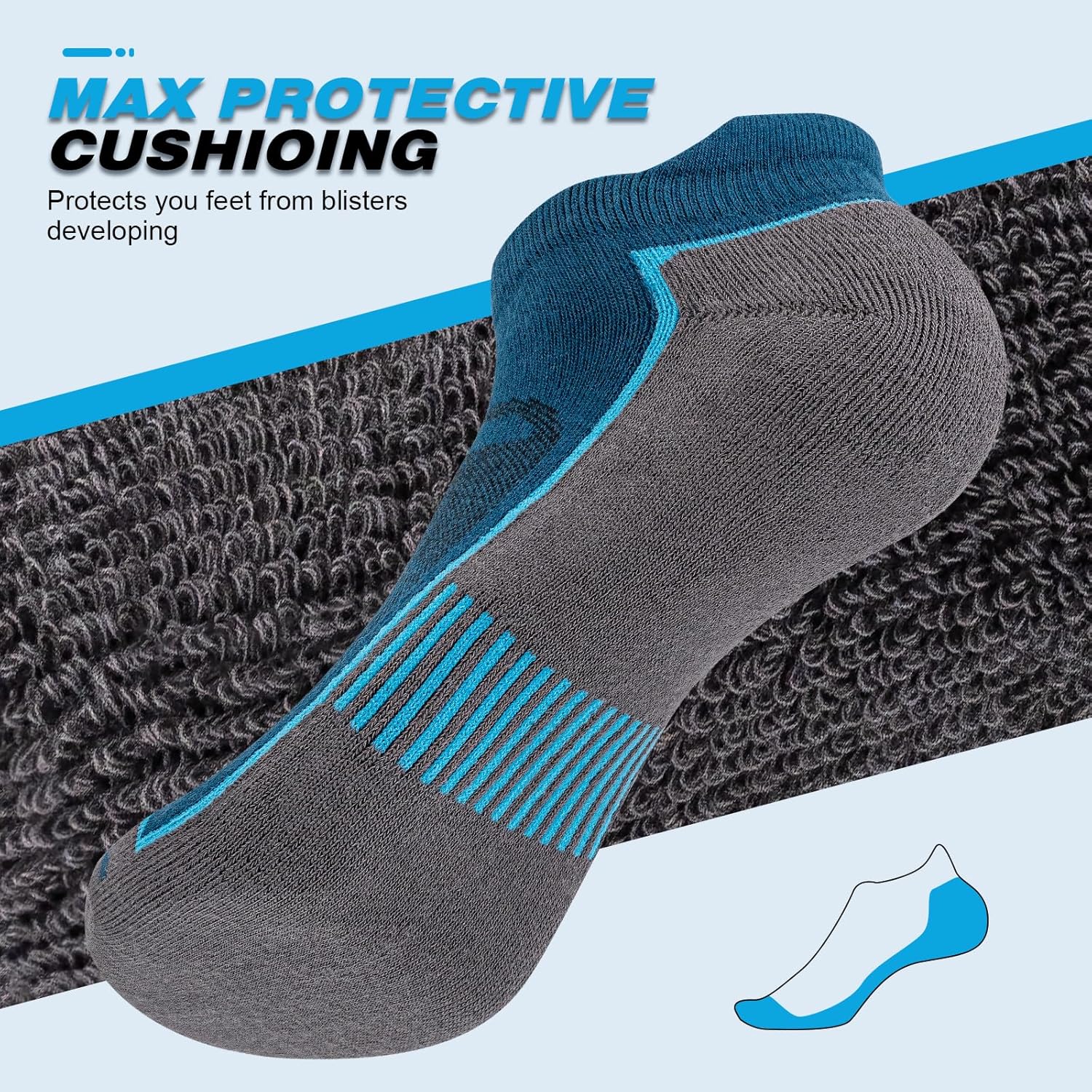 Thumbnail 4 de Cirorld Mens Ankle Running Socks (85% Cotton) — Cushioned Moisture-Wicking Low Cut Athletic Socks, 6 Pairs