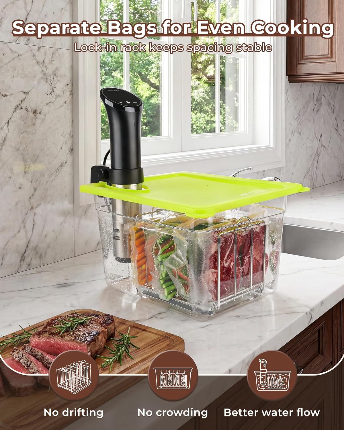 Thumbnail 6 de EVERIE Sous Vide Container 12 Quart Universal Lid and Rack 🥘