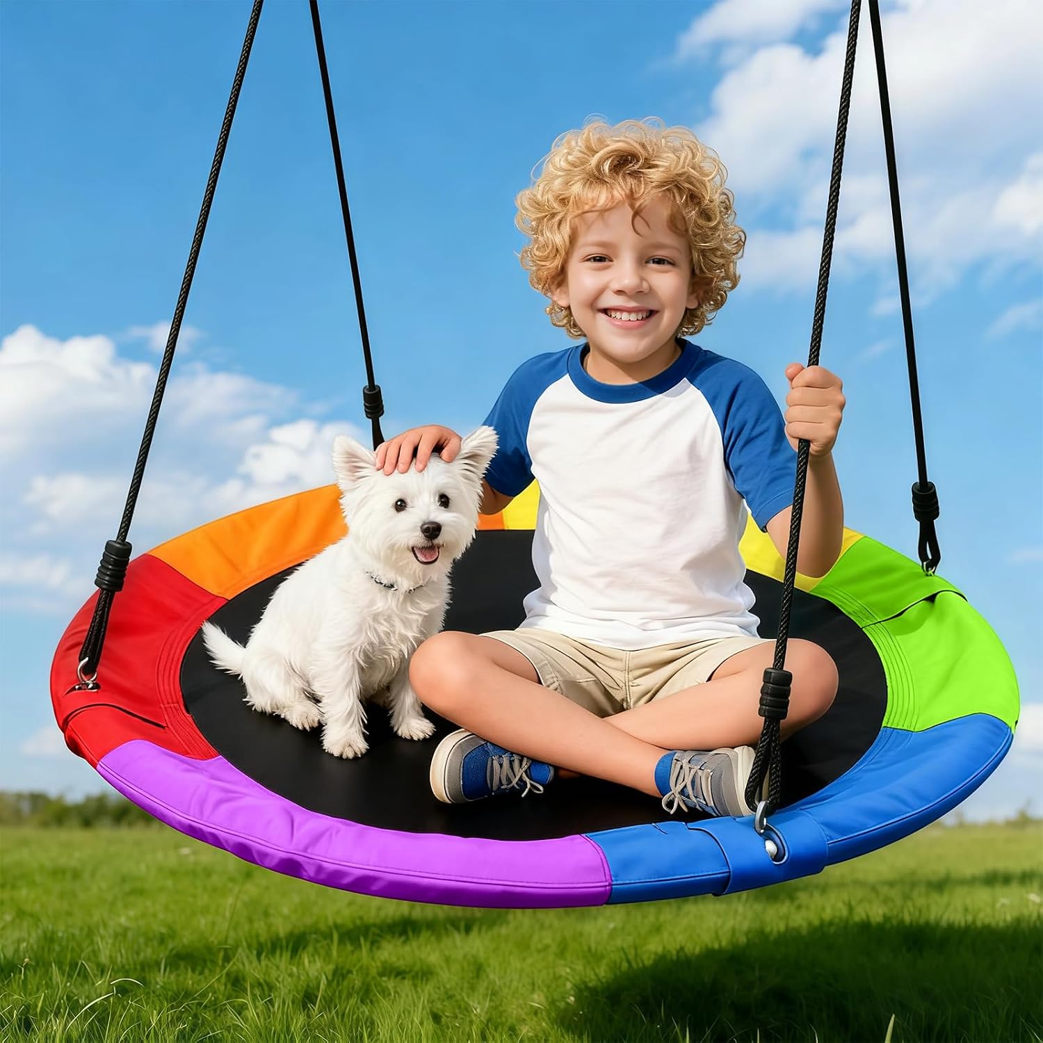 Detalle de Swing Set with 35'' Saucer Swing and 32mm Steel Frame — Indoor/Outdoor Sensory Play