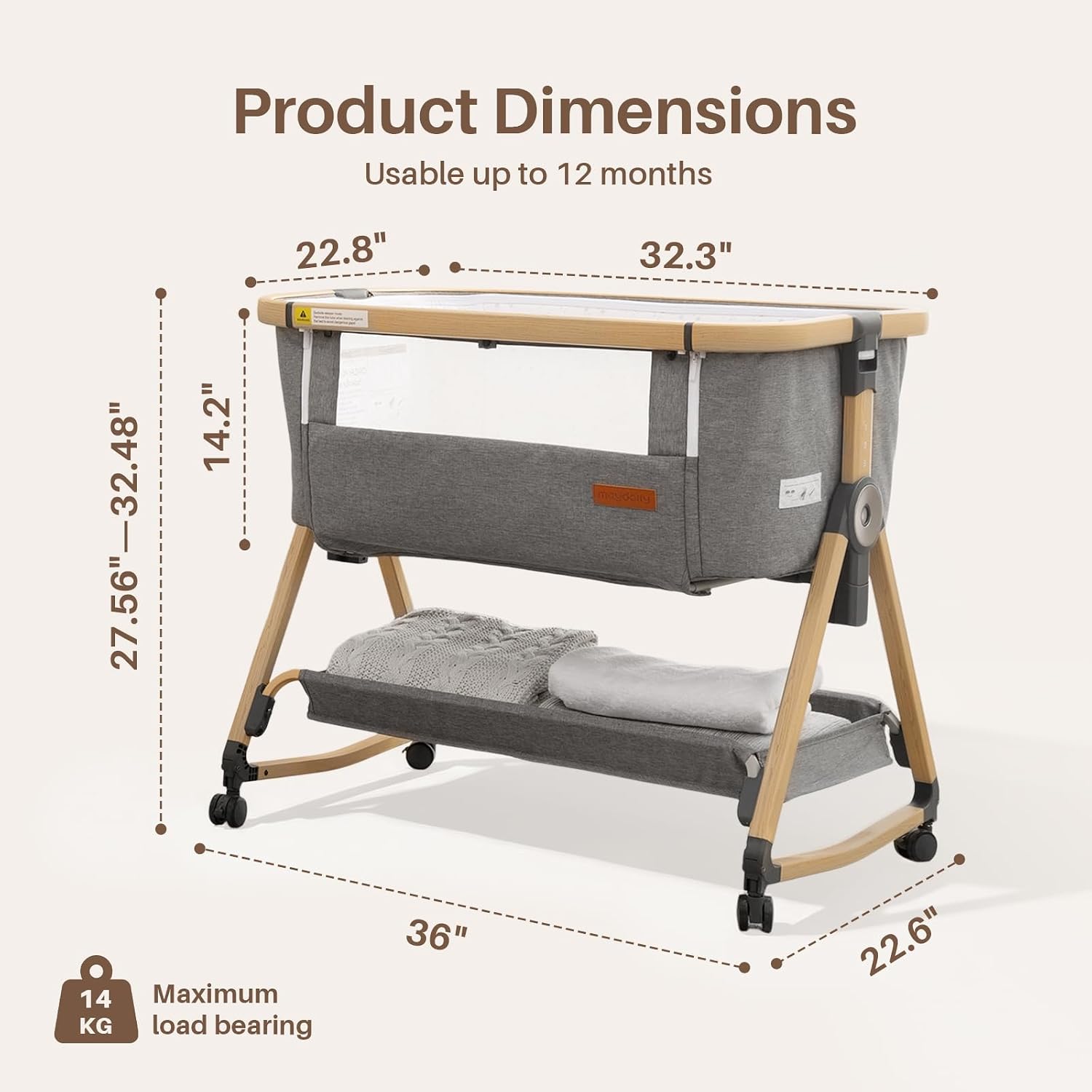 Thumbnail 1 de Maydolly CC03 3-in-1 Baby Bassinet Bedside Crib with Adjustable Height