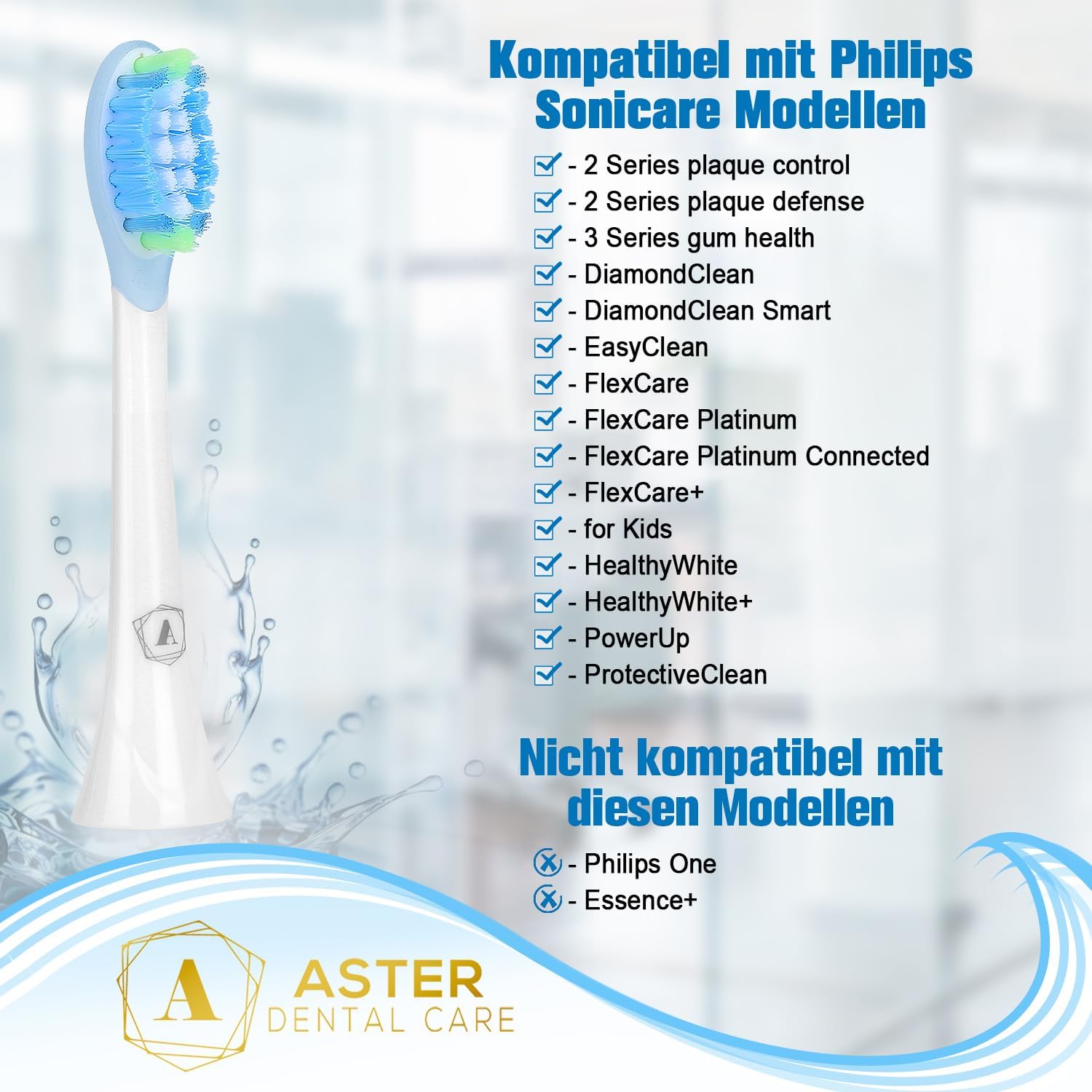 Detalle de Aster Aufsteckbürsten 8 Stück kompatibel mit Philips Sonicare