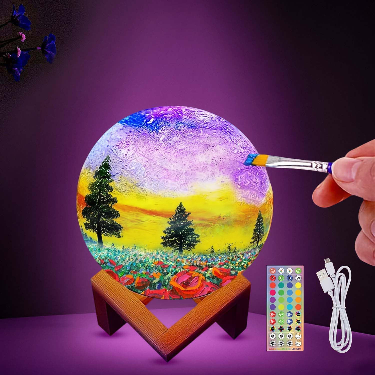 Detalle de ACED – Peignez votre propre lampe de lune: kit DIY lumineux pour enfants