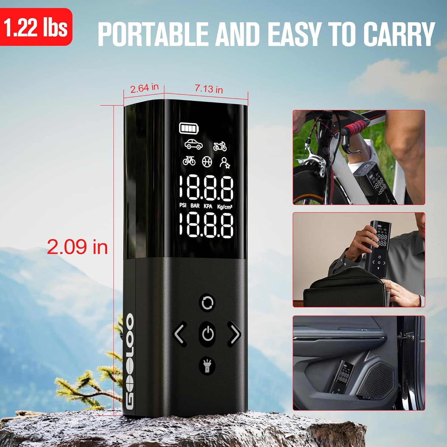 Thumbnail 6 de GOOLOO AP150 portable car tyre inflator (cordless) with LED screen and auto shut-off