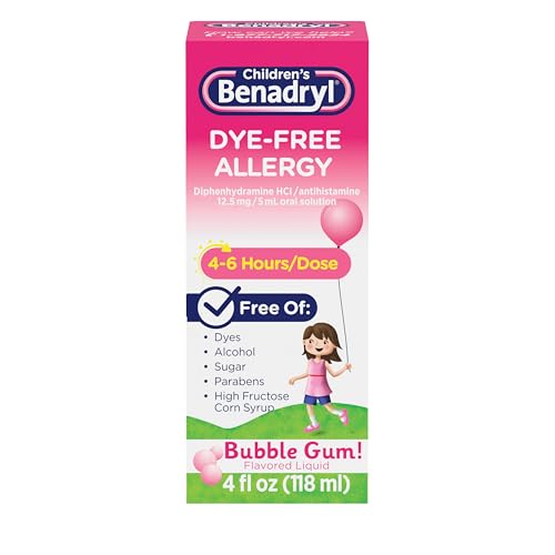 Detalle de Children's Benadryl Liquid Medicine (4 fl oz) – Dye-Free Allergy Relief for Kids