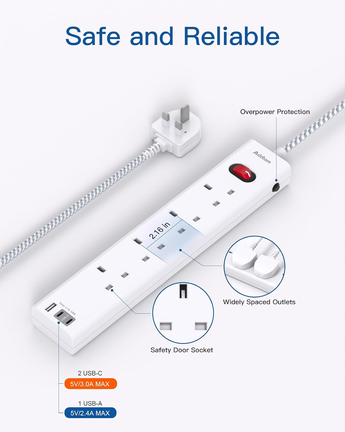 Thumbnail 2 de Extension Lead with 3 USB Slots