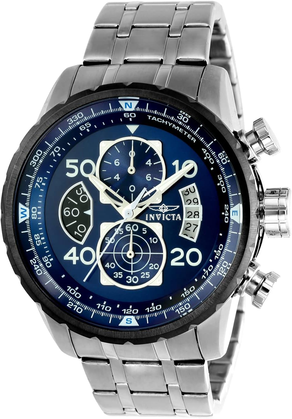 Thumbnail 5 de Invicta Aviator Homme – Montre quartz en acier inoxydable, cadran noir, 10 bars, 2 ans de garantie