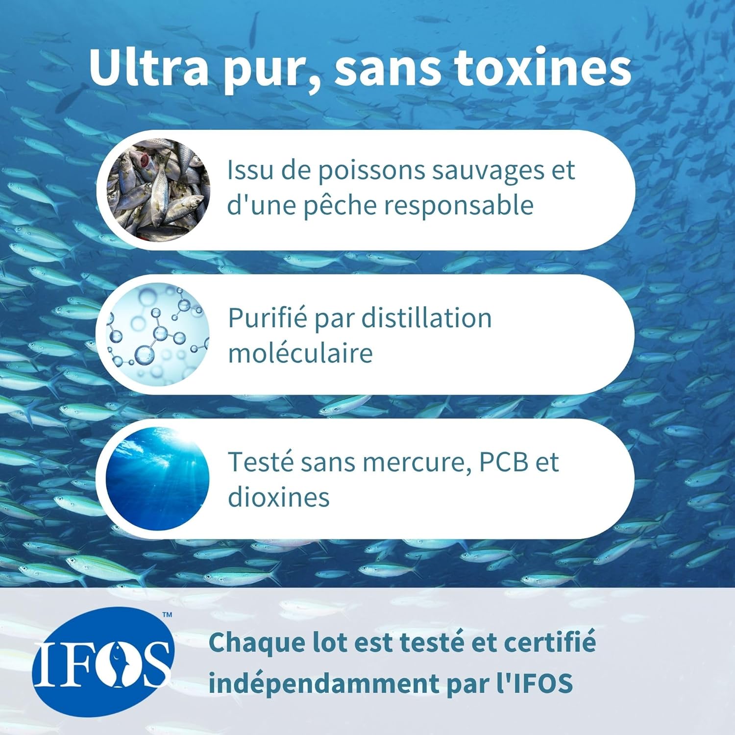 Detalle de Igennus Haute Concentration Omega 3 Huile De Poisson Sauvage & D3 – 660 mg EPA/DHA, 60 doses, arôme citron
