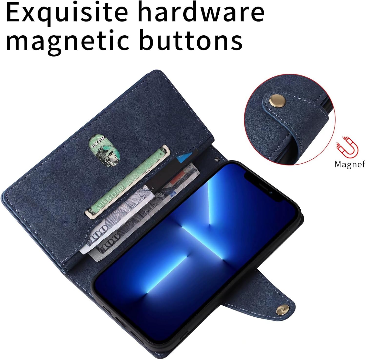 Thumbnail 5 de Jeelar ESONG Geldbörsen Handyhülle für Samsung Galaxy S25 FE – Blau