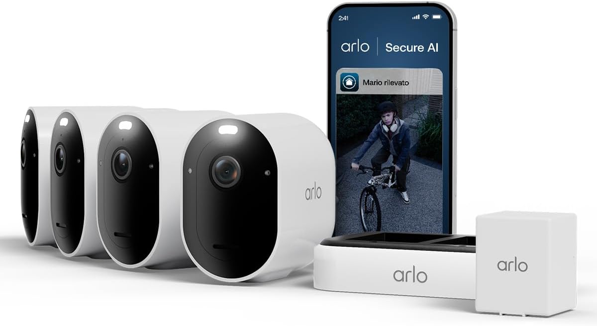 Detalle de Arlo Pro 6 Telecamera WiFi Esterno Senza Fili: 4 camere 2K+ HDR, rilevamento AI e visuale notturna a colori