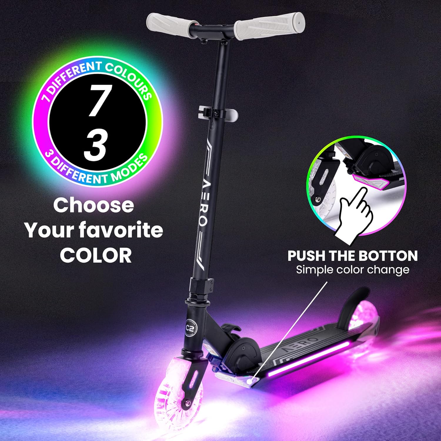 Detalle 2 de Aero Scooter for Kids 5-12, Foldable Kick Scooter 🛴