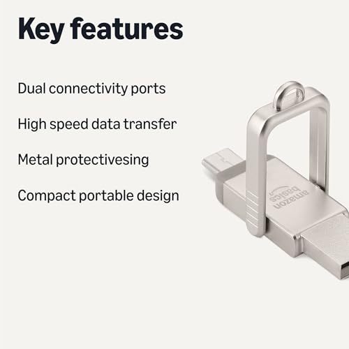 Detalle de Amazon Basics USB Flash Drive with USB C and USB A Dual Ports, 128GB