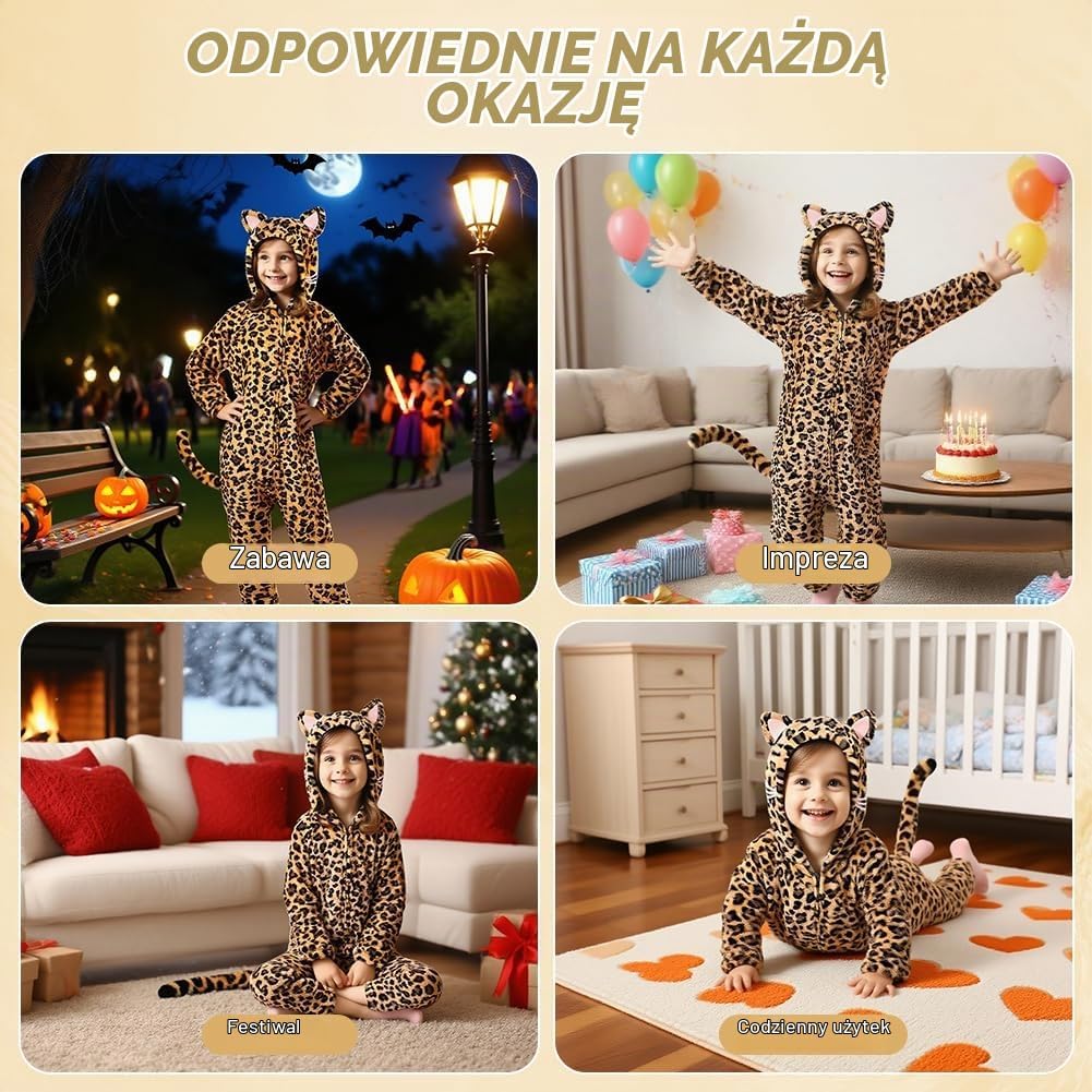 Detalle 2 de AUYAO dziecięca piżama kigurumi, jednoczęściowy pluszowy kostium zwierzęcia