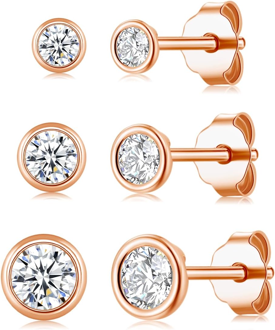 Detalle de Ecripe 925 Sterling-Silber Ohrstecker mit Zirkonia (hypoallergen) für Frauen