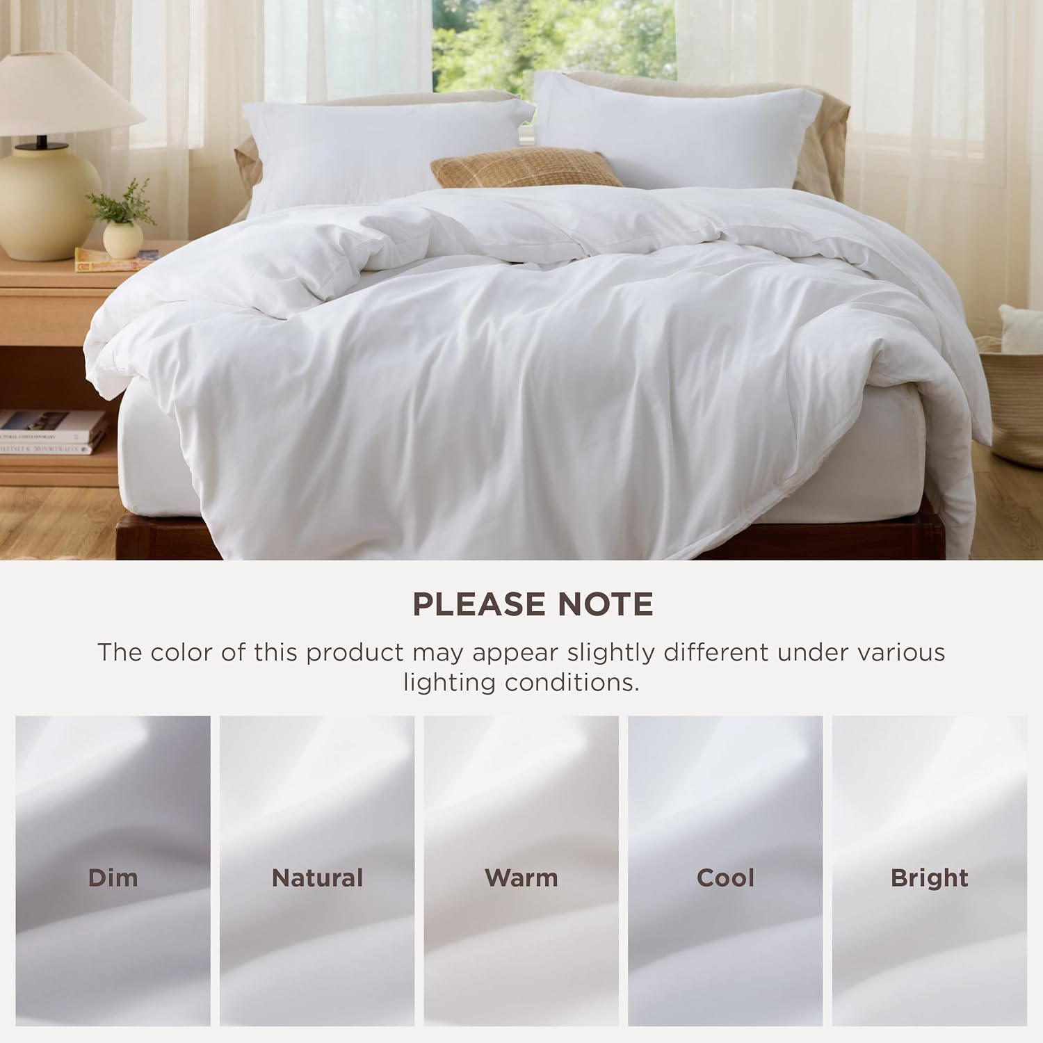 Thumbnail 6 de Bedsure Full Duvet Cover Set, White Polyester Microfiber with Hidden Zipper