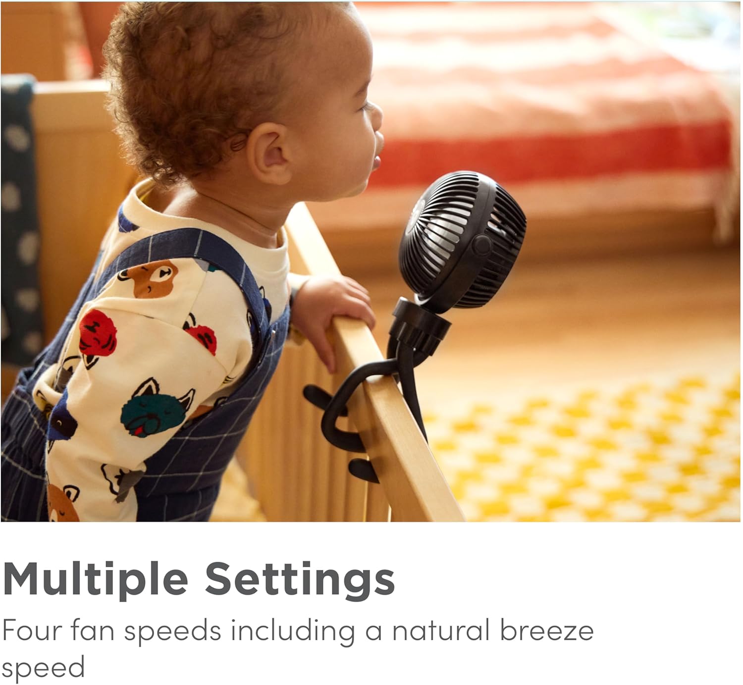 Detalle de Munchkin Pram Fan: 360° Mini Portable Stroller Fan with 4 Speeds and LED Lights