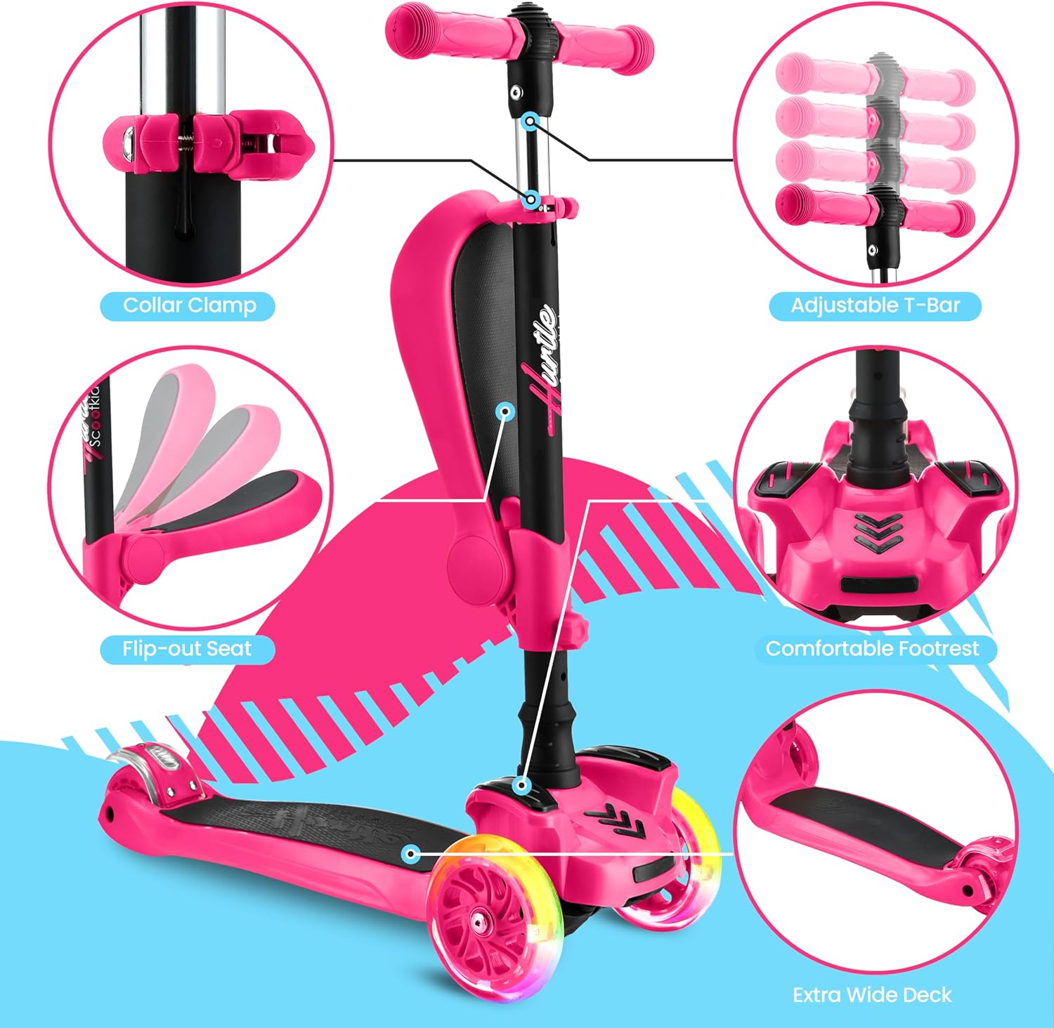 Detalle 2 de Hurtle 3-Wheeled Scooter Ages 1-14 🛴