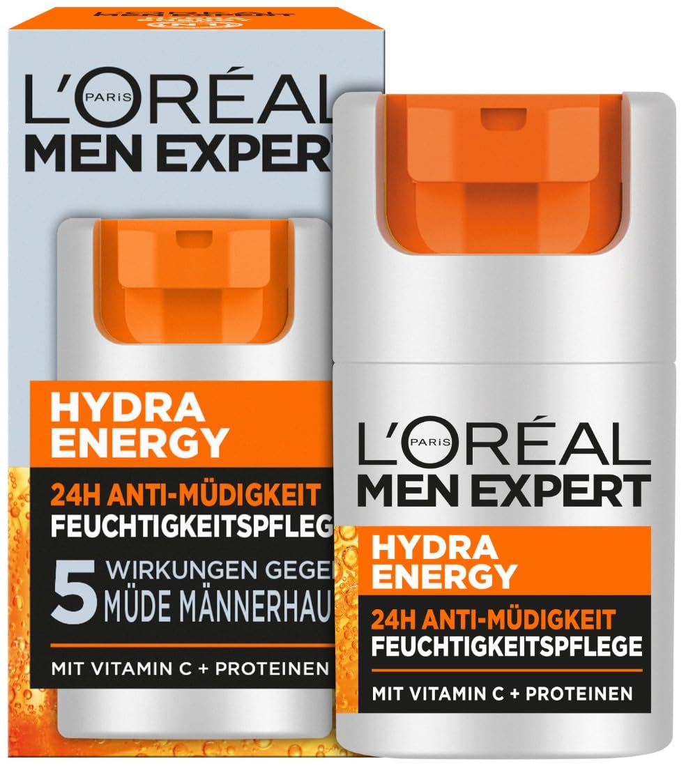 Detalle de L'Oréal Men Expert Pflegeset gegen müde Haut für Männer – Serum + 24H Anti-Müdigkeit Feuchtigkeitscreme (30 ml + 50 ml)