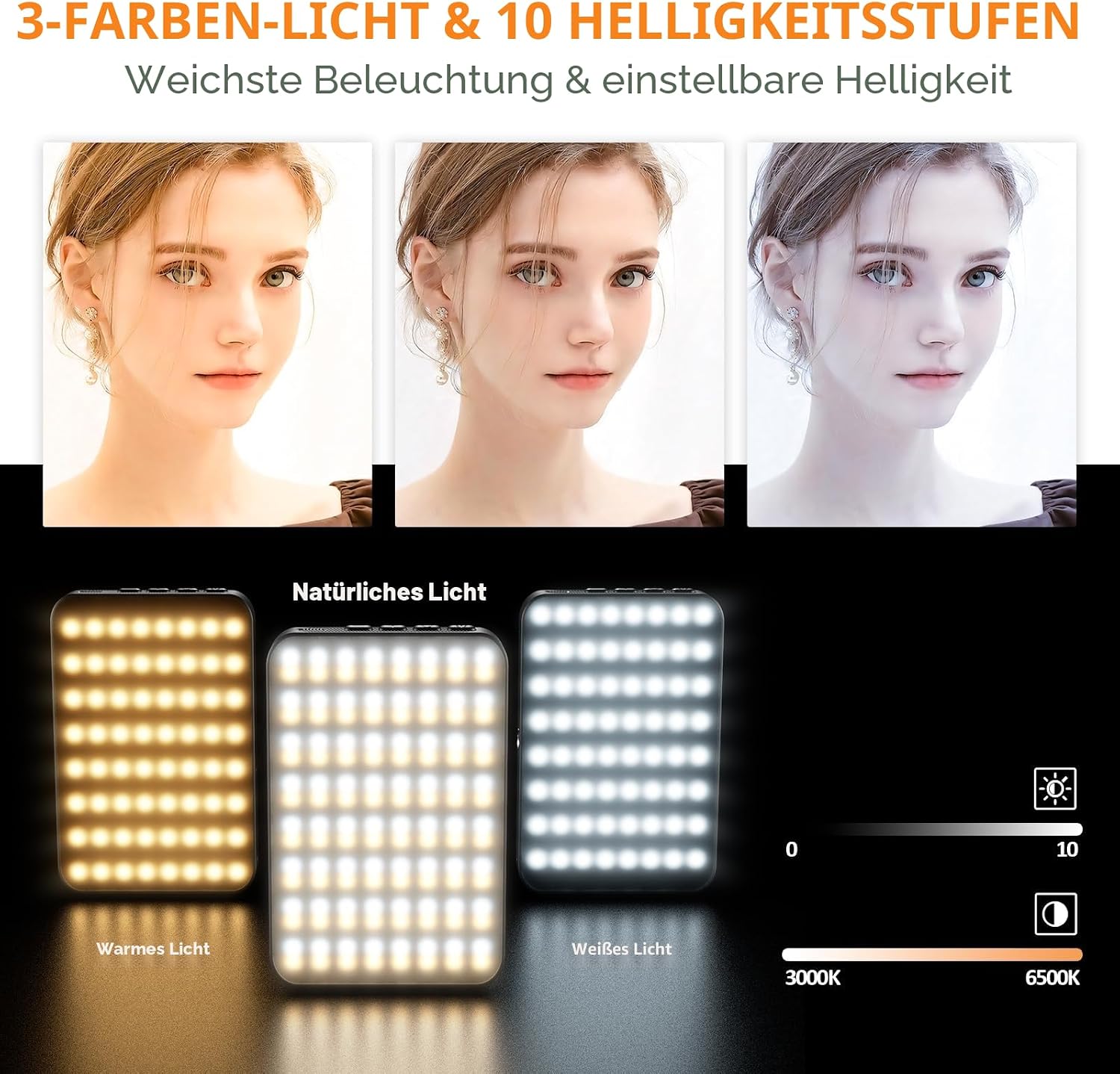 Thumbnail 2 de Magnetic Selfie Licht 128 LED, 3000–6500K Fotolicht