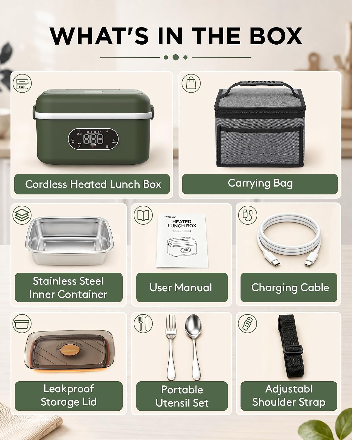 Thumbnail 6 de Amzsense Heated Lunch Box with 304 Stainless Steel Container
