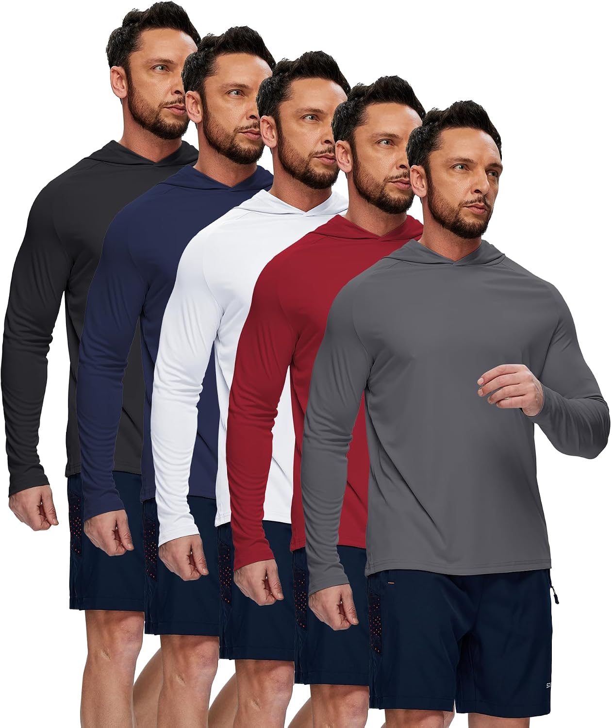 Detalle de WENTTUO 5-Pack: Men's UPF 50+ Sun Protection Hoodie Long Sleeve Shirts