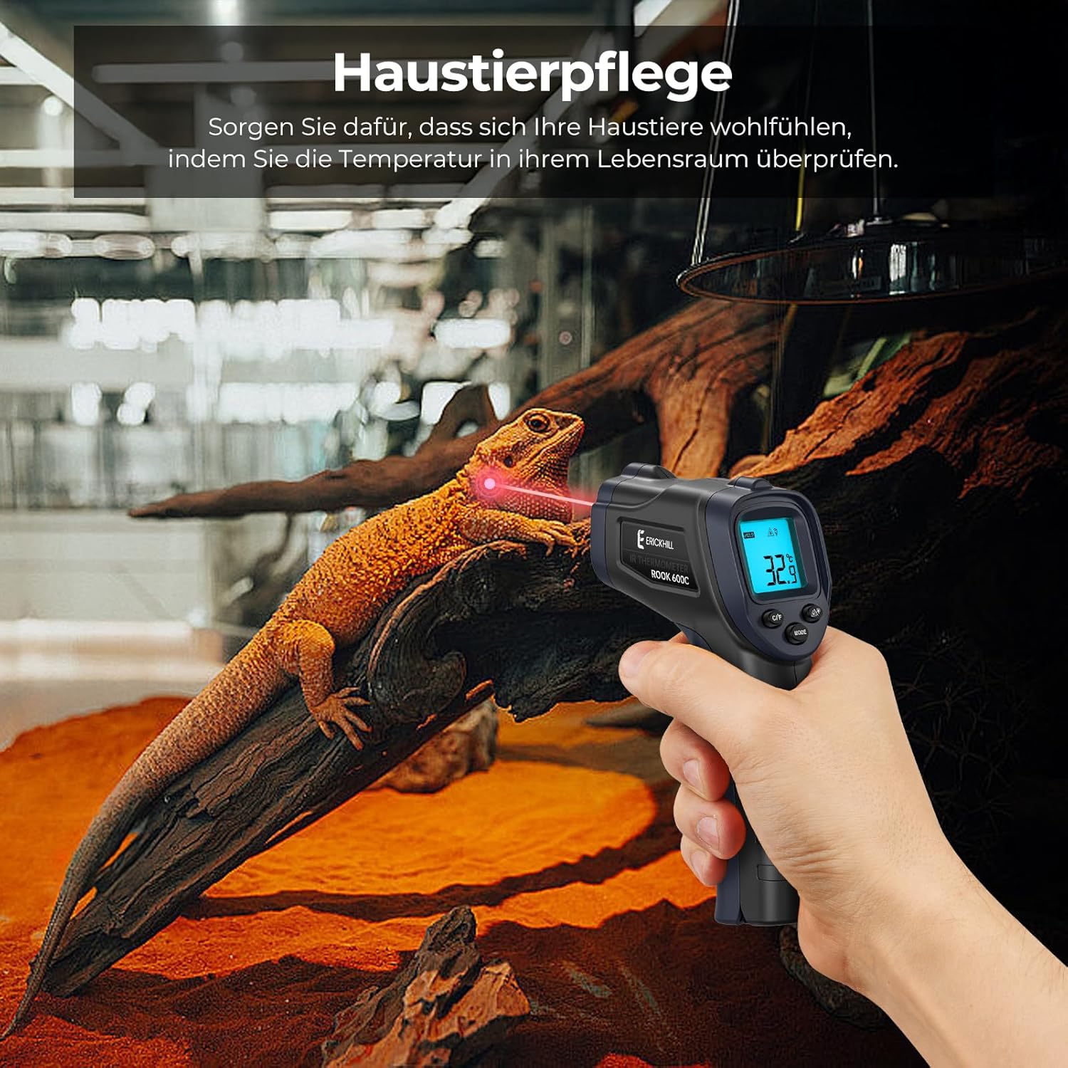 Thumbnail 5 de ERICKHILL Infrarot-Thermometer Laser 12:1 (‑50 bis 600 °C) mit einstellbarem Emissionsgrad – berührungslos