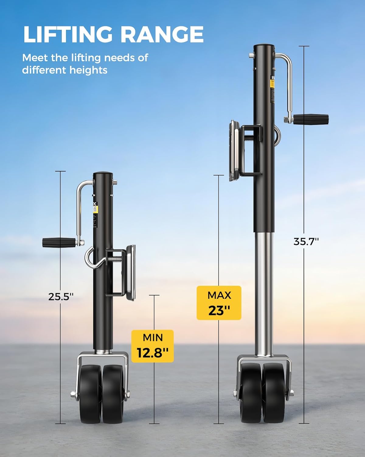 Thumbnail 4 de KYX 2200 Lbs Boat Trailer Jack with 6-Inch Dual Wheel, 10.2" Vertical Lift (Swivel Tongue Jack)