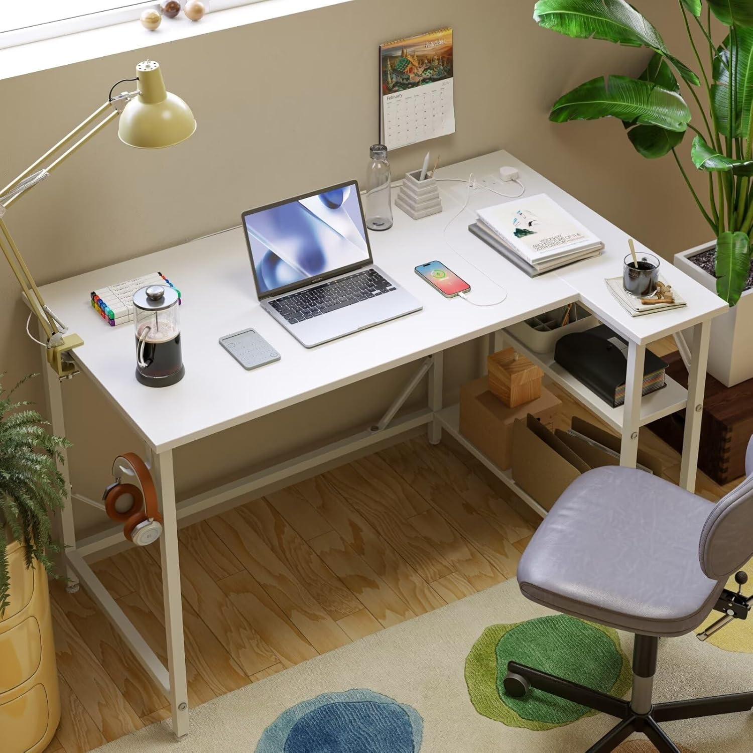 Detalle 2 de DOMSHOCT Small L Shaped Gaming Desk 100x70cm