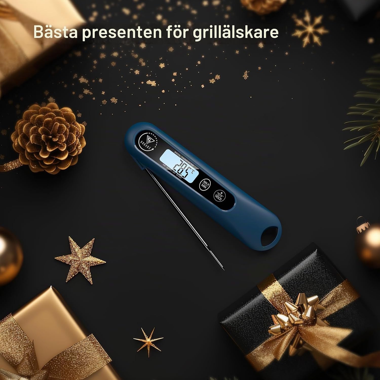 Thumbnail 6 de DOQAUS 3S kötttermometer med bakgrundsbelysning och hopfällbar sond