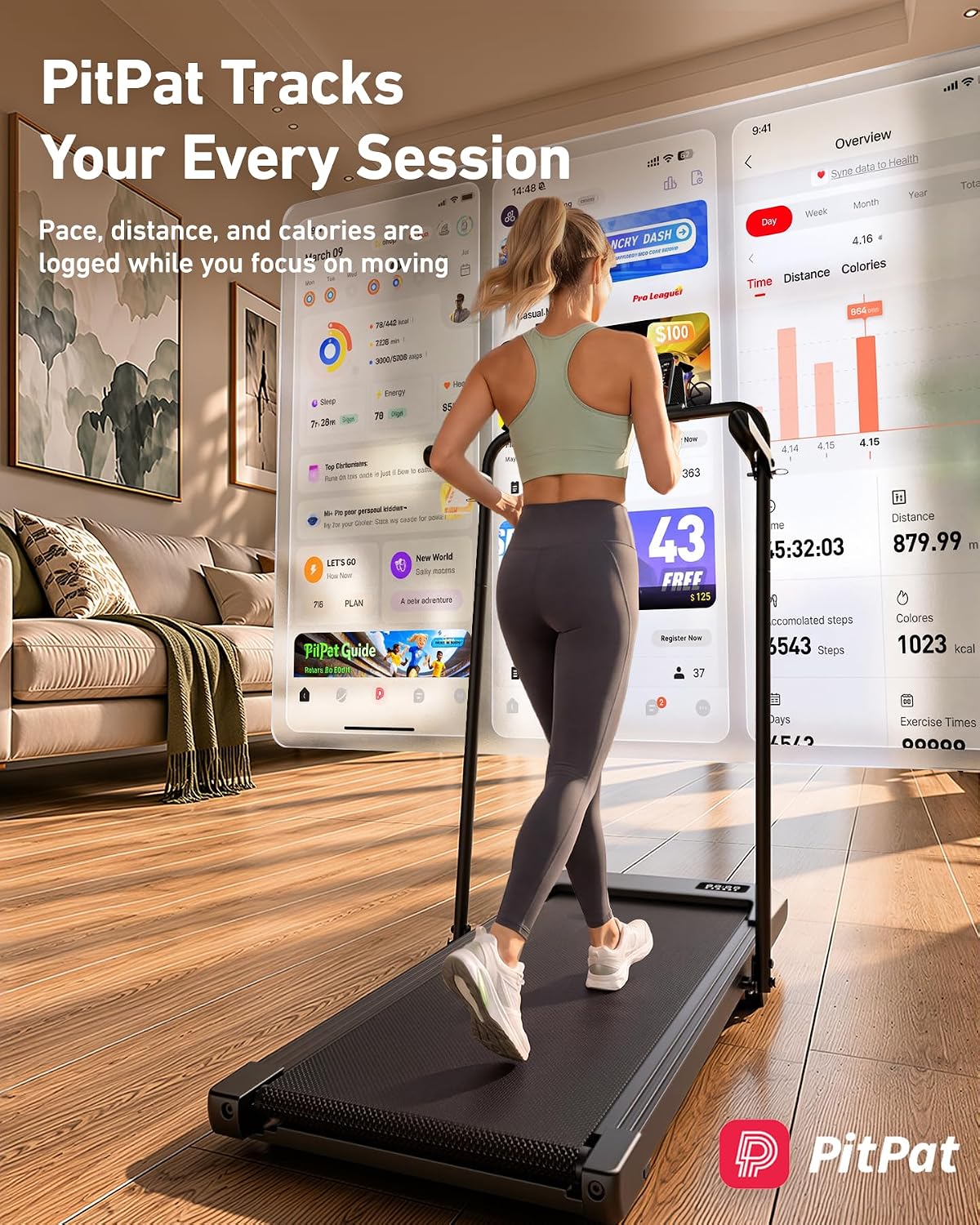 Thumbnail 6 de MJWW walking pad with handle bar 2-in-1 Treadmill, 2.5 HP, 6% Incline